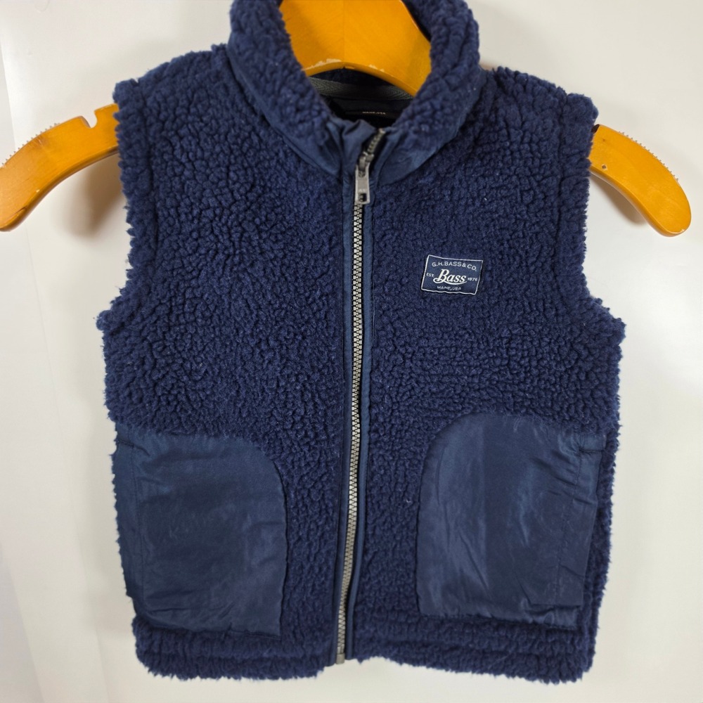 G.H. Bass & Co Toddler‎ Boys Navy Blue Sherpa Fleece Vest Full Zip Size 3T